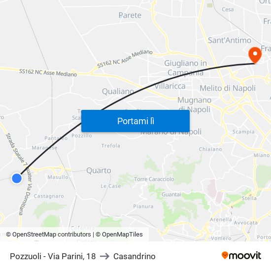 Pozzuoli - Via Parini, 18 to Casandrino map