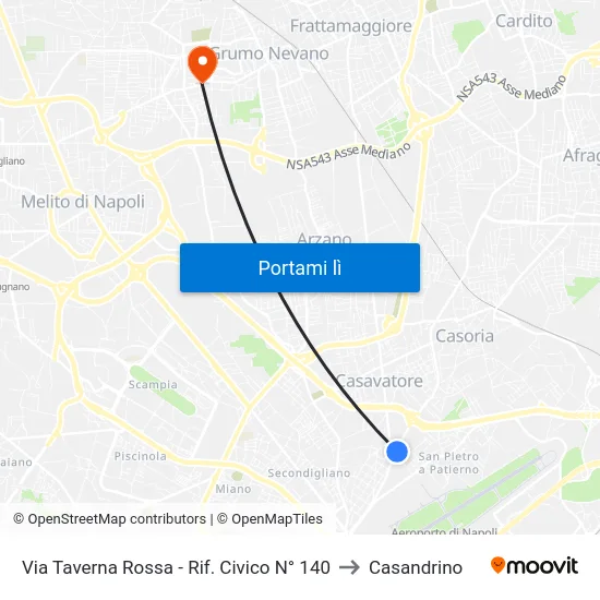 Via Taverna Rossa - Rif. Civico N° 140 to Casandrino map