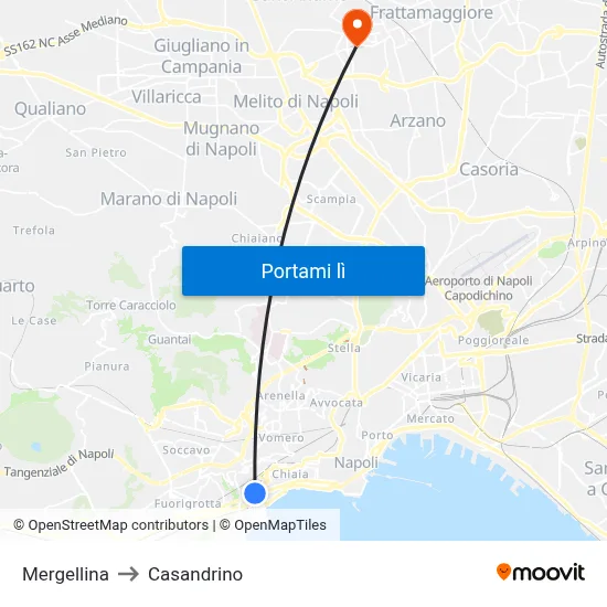 Mergellina to Casandrino map