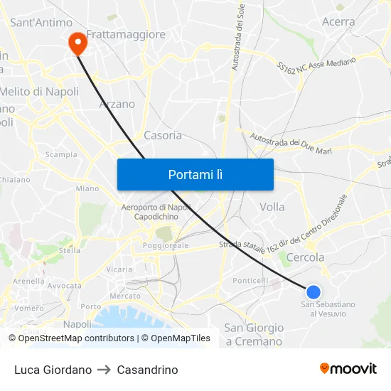 Luca Giordano to Casandrino map