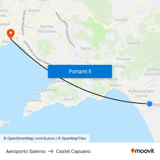 Aeroporto Salerno to Castel Capuano map