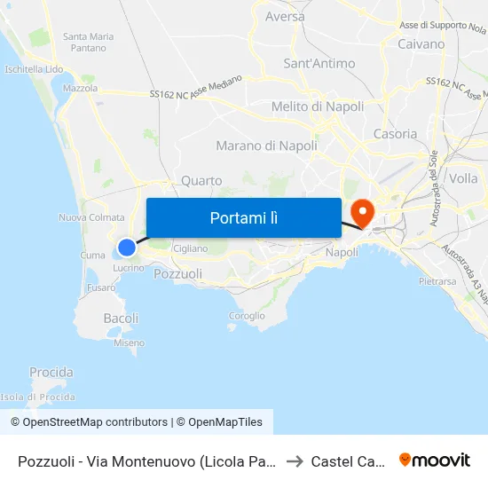 Pozzuoli - Via Montenuovo (Licola Patria - Navidad) to Castel Capuano map