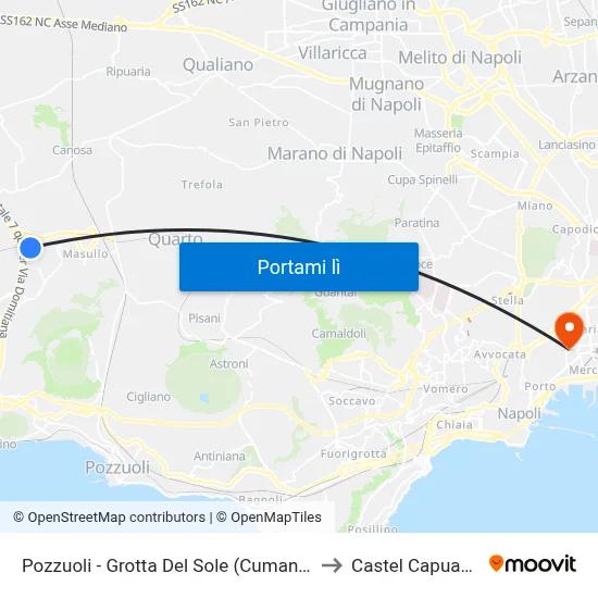 Pozzuoli - Grotta Del Sole (Cumana) to Castel Capuano map
