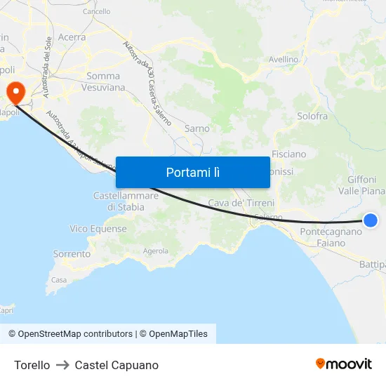 Torello to Castel Capuano map