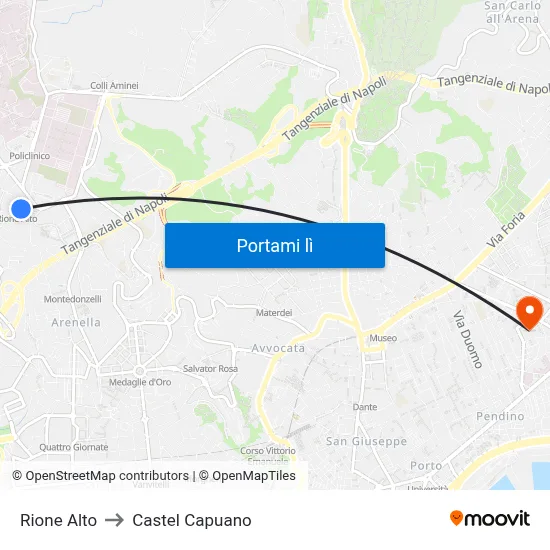 Rione Alto to Castel Capuano map