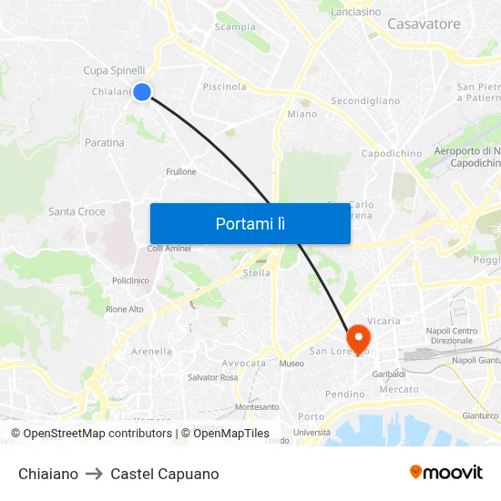 Chiaiano to Castel Capuano map