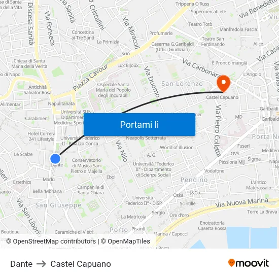 Dante to Castel Capuano map