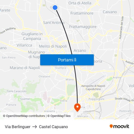 Via Berlinguer to Castel Capuano map