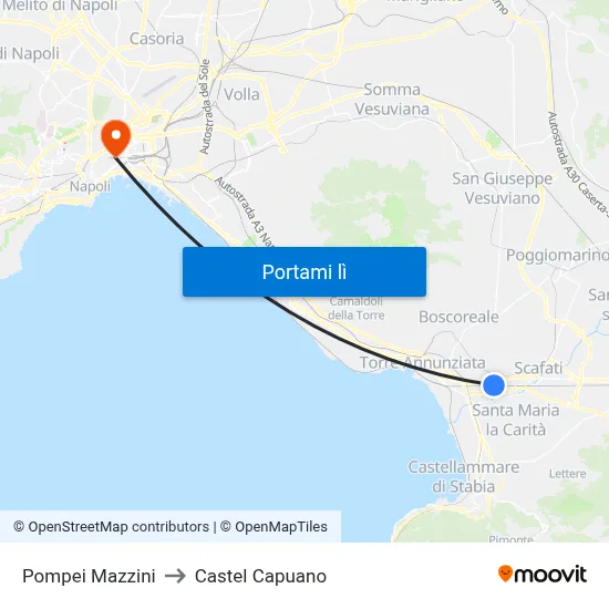 Pompei Mazzini to Castel Capuano map