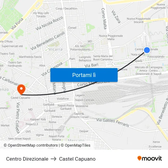 Centro Direzionale to Castel Capuano map