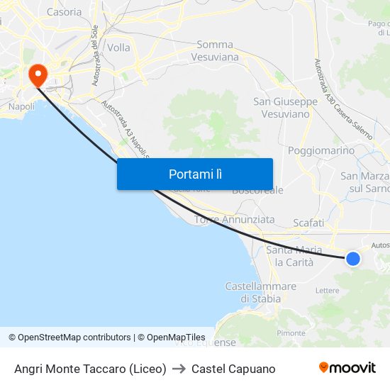 Angri Monte Taccaro (Liceo) to Castel Capuano map