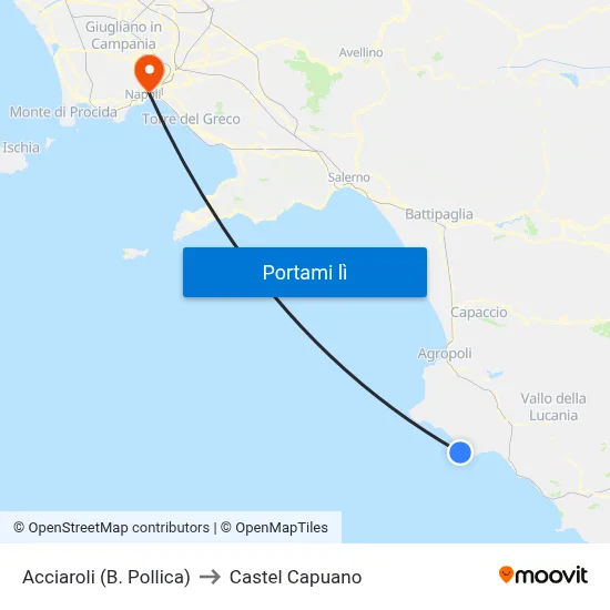 Acciaroli (B. Pollica) to Castel Capuano map
