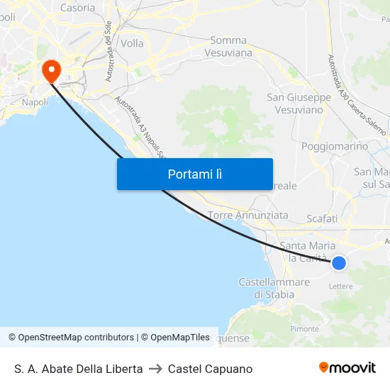 S. A. Abate Della Liberta to Castel Capuano map