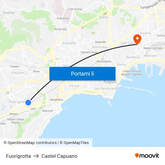 Fuorigrotta to Castel Capuano map