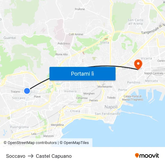 Soccavo to Castel Capuano map
