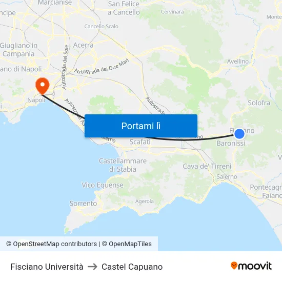 Fisciano Università to Castel Capuano map