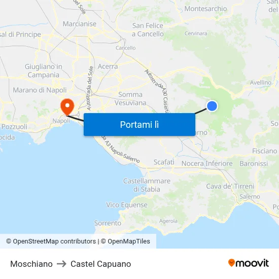 Moschiano to Castel Capuano map
