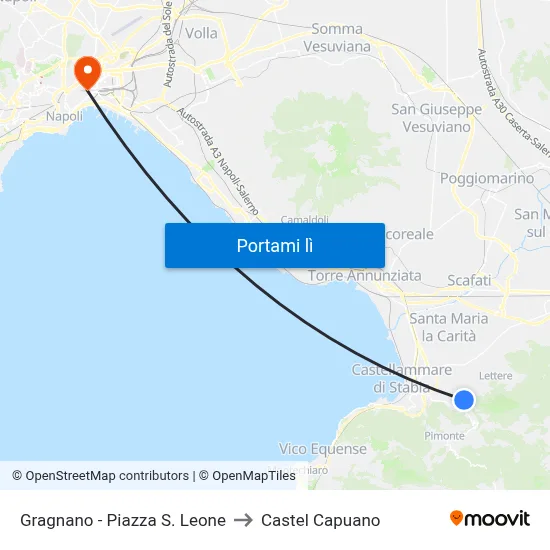 Gragnano - Piazza S. Leone to Castel Capuano map