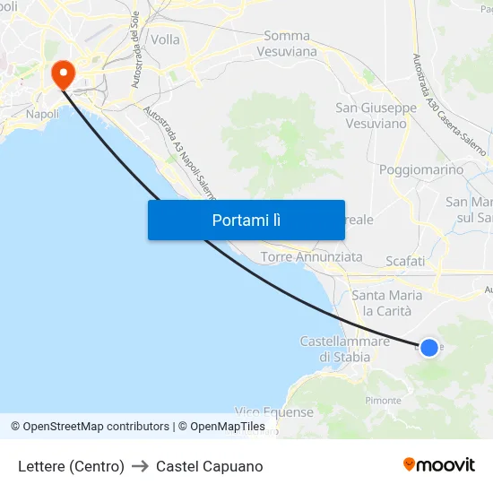 Lettere (Centro) to Castel Capuano map