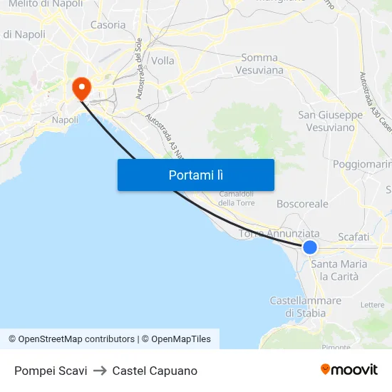 Pompei Scavi to Castel Capuano map