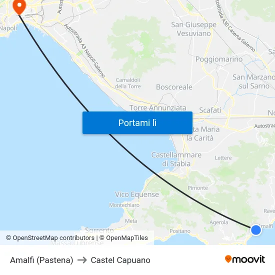 Amalfi (Pastena) to Castel Capuano map