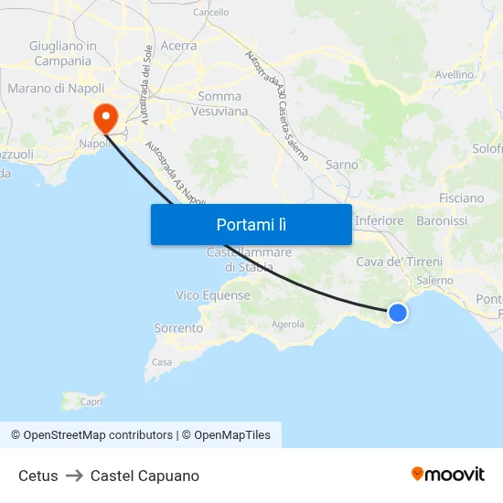 Cetus to Castel Capuano map