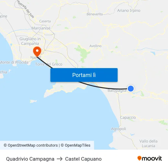 Quadrivio Campagna to Castel Capuano map