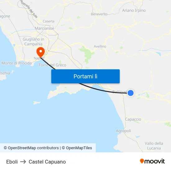 Eboli to Castel Capuano map