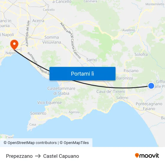 Prepezzano to Castel Capuano map