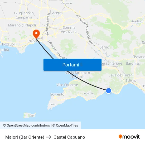 Maiori (Bar Oriente) to Castel Capuano map