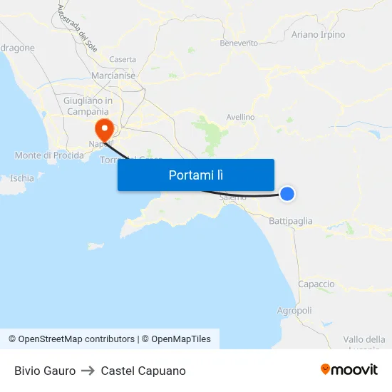 Bivio Gauro to Castel Capuano map