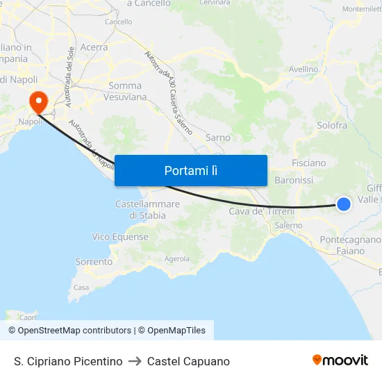 S. Cipriano Picentino to Castel Capuano map
