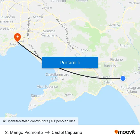 S. Mango Piemonte to Castel Capuano map