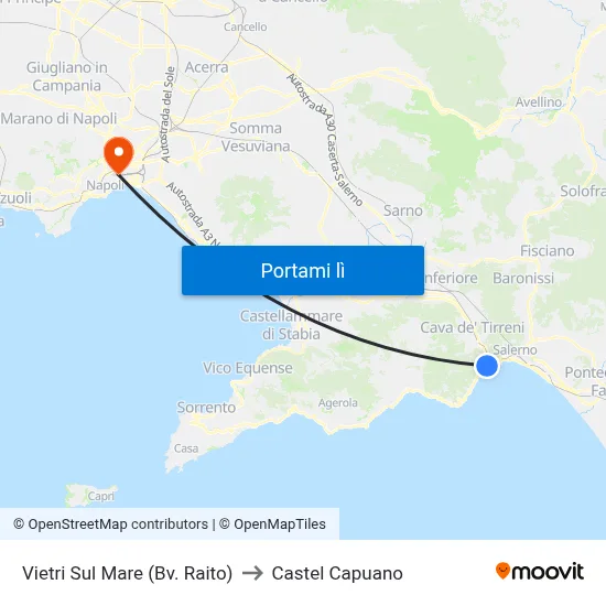 Vietri Sul Mare (Bv. Raito) to Castel Capuano map