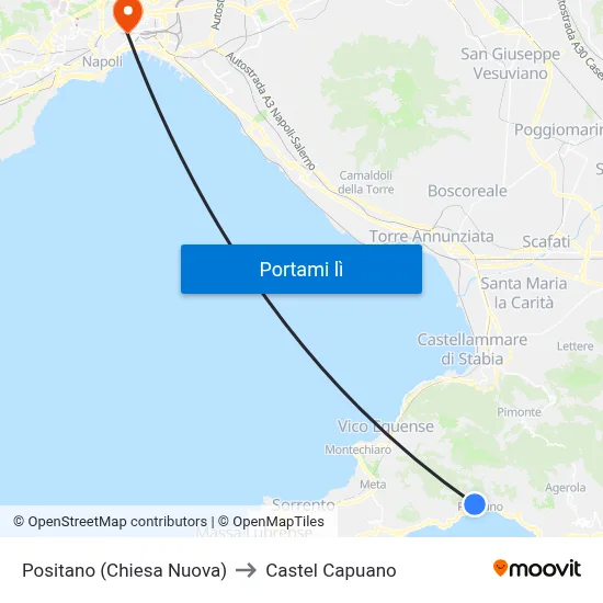 Positano (Chiesa Nuova) to Castel Capuano map