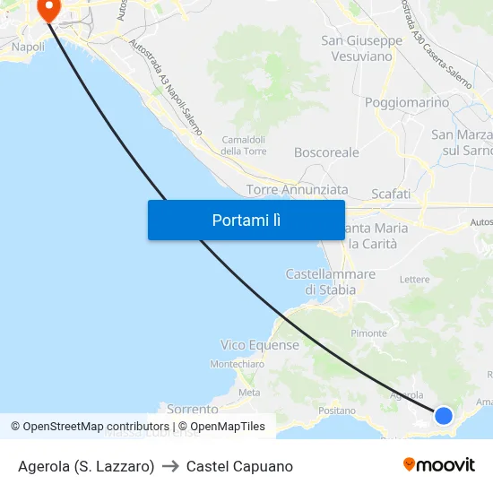 Agerola (S. Lazzaro) to Castel Capuano map