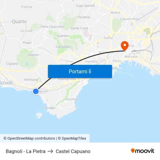 Bagnoli - La Pietra to Castel Capuano map