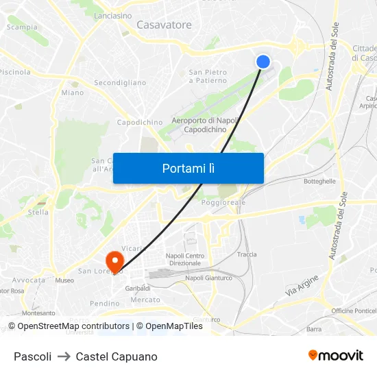 Pascoli to Castel Capuano map