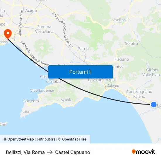 Bellizzi, Via Roma to Castel Capuano map