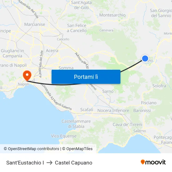Sant'Eustachio I to Castel Capuano map