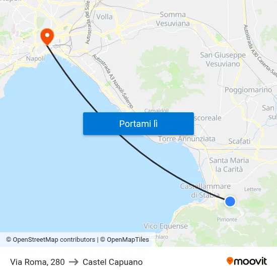 Via Roma, 280 to Castel Capuano map