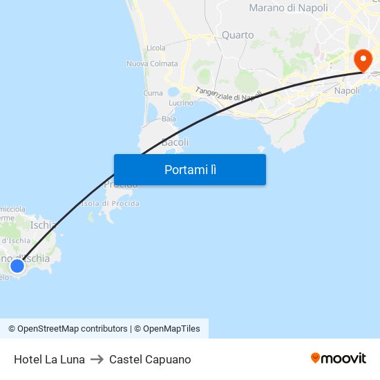 Hotel La Luna to Castel Capuano map