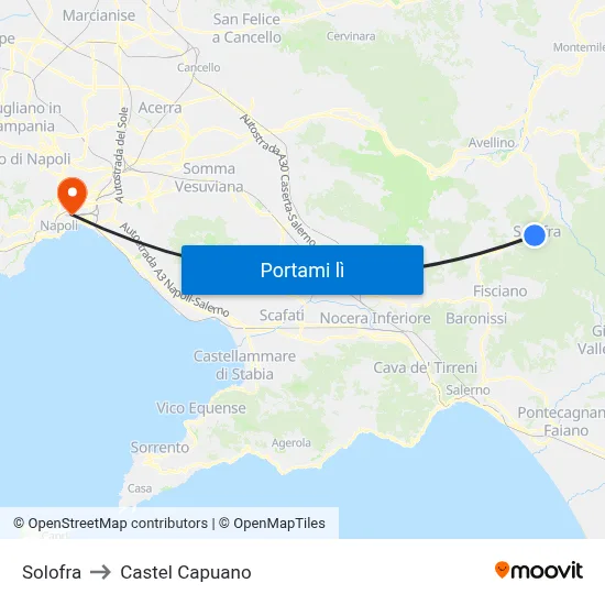 Solofra to Castel Capuano map