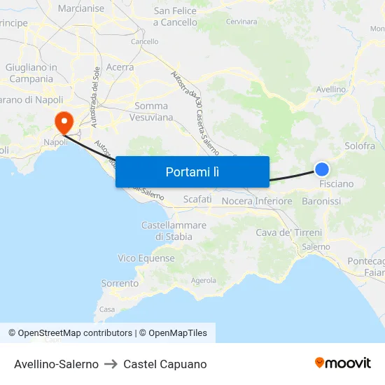 Avellino-Salerno to Castel Capuano map