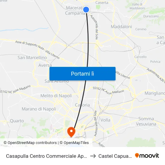 Casapulla Centro Commerciale Apollo to Castel Capuano map