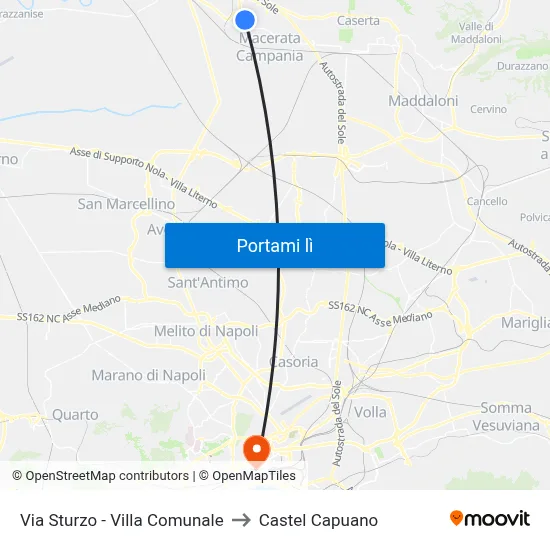 Via Sturzo - Villa Comunale to Castel Capuano map