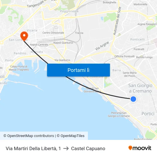 Via Martiri Della Libertà, 1 to Castel Capuano map