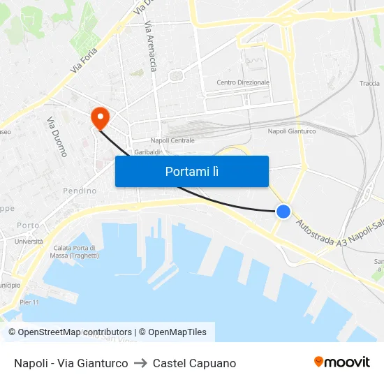 Napoli - Via Gianturco to Castel Capuano map