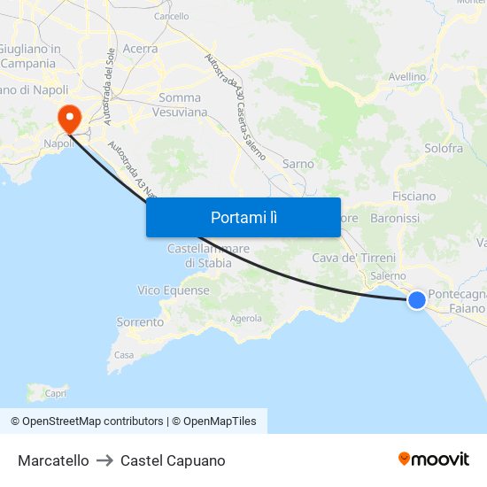 Marcatello to Castel Capuano map