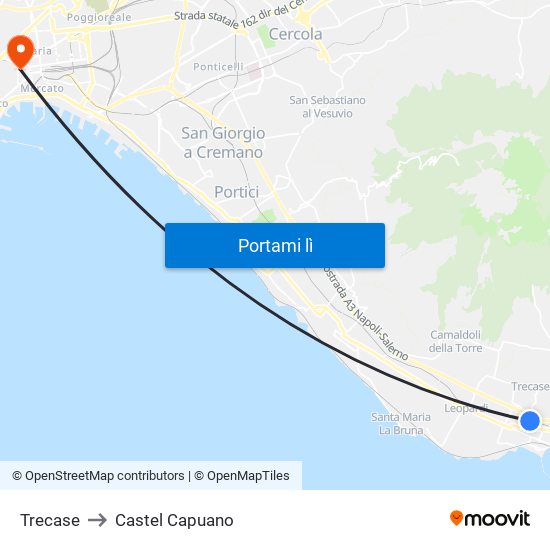 Trecase to Castel Capuano map